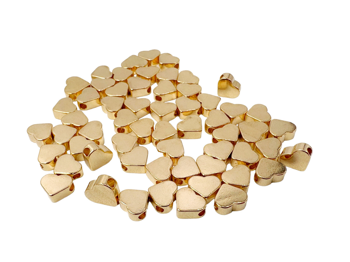 Charming Heart Spacer Gold Filled Beads: 100 Count Pack with 5-Micron Plating